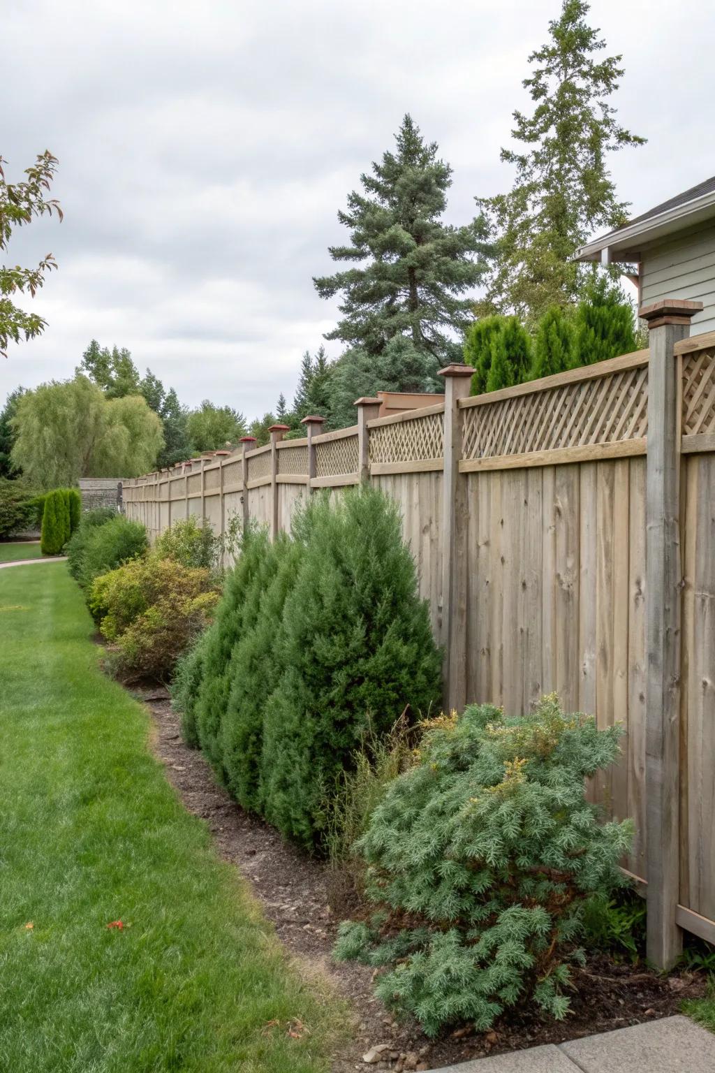 The organic beauty of cedar imparts warmth and individuality to this partially-private fence.