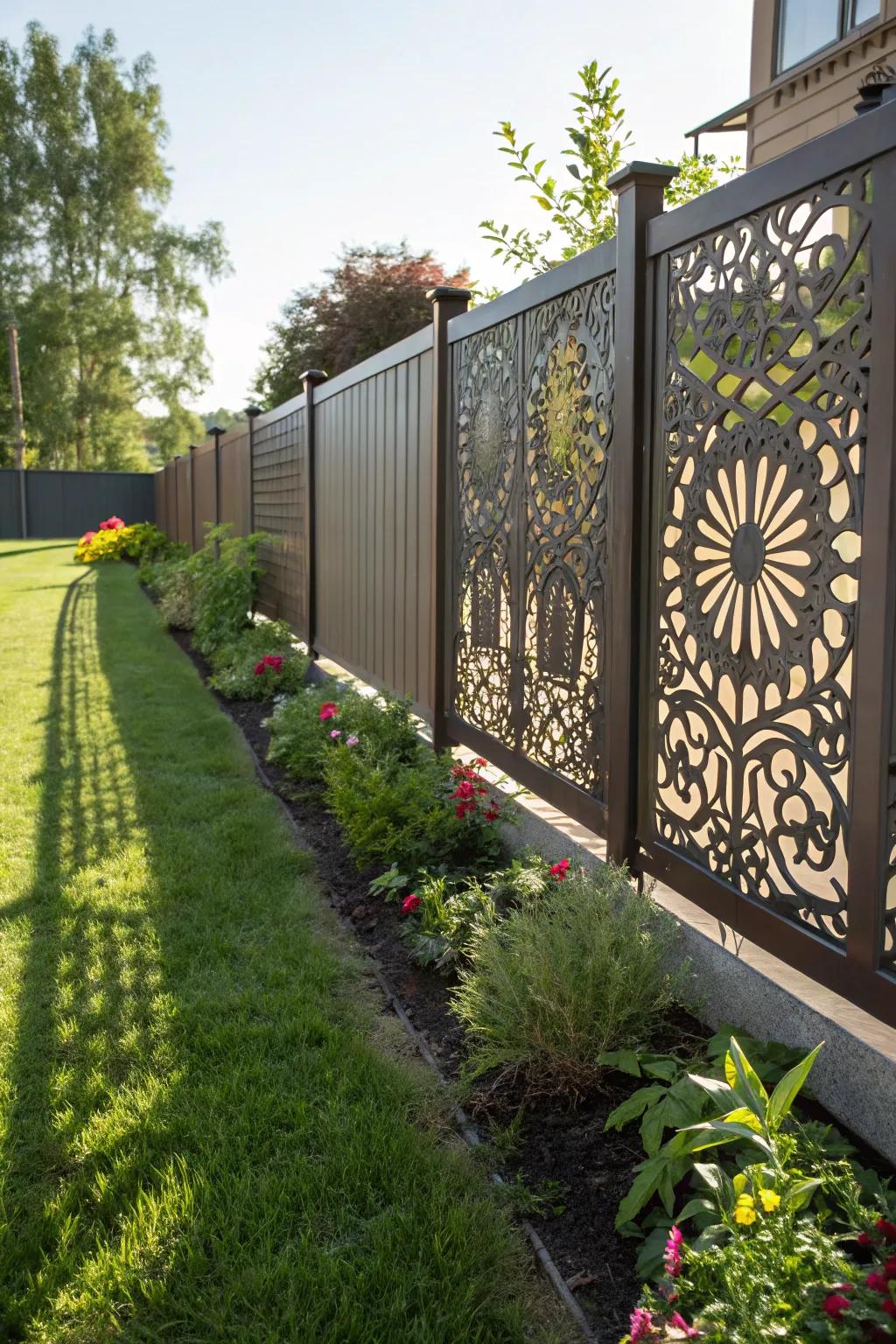 Laser-cut patterns transform a fence into a work of art.