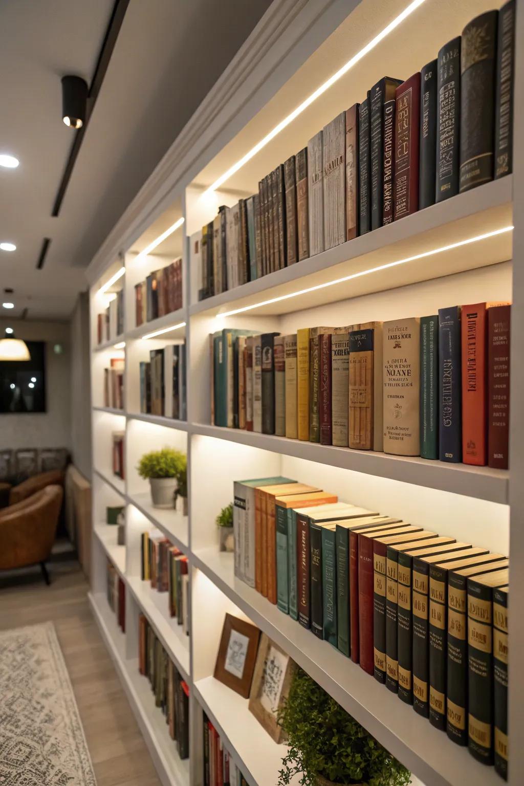 Books arranged to infuse both style and utility into the shelf.