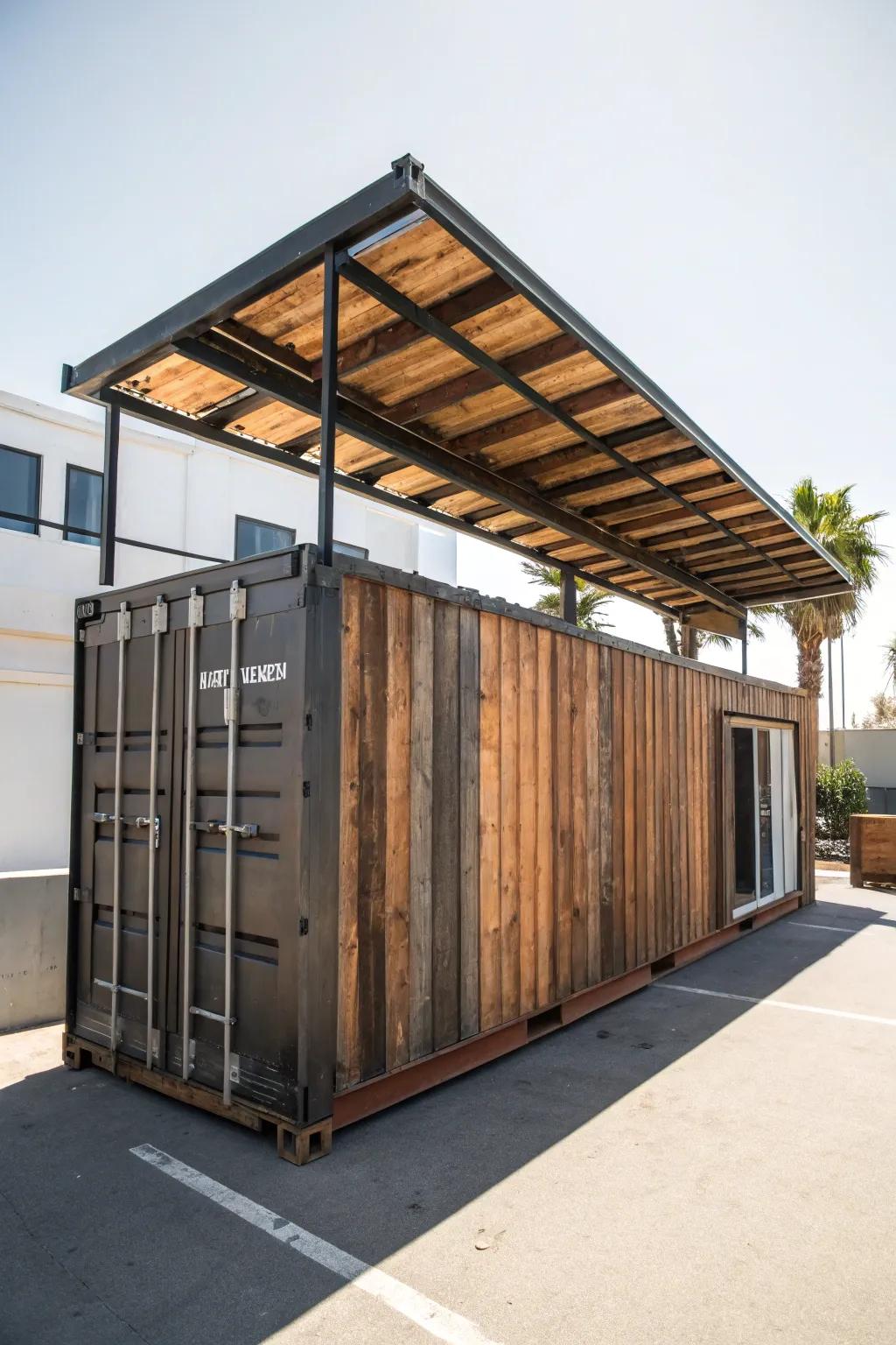 Innovative utilization of materials for an unparalleled container roof.