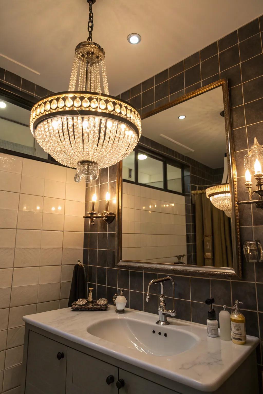 Original lighting featuring a retro chandelier.