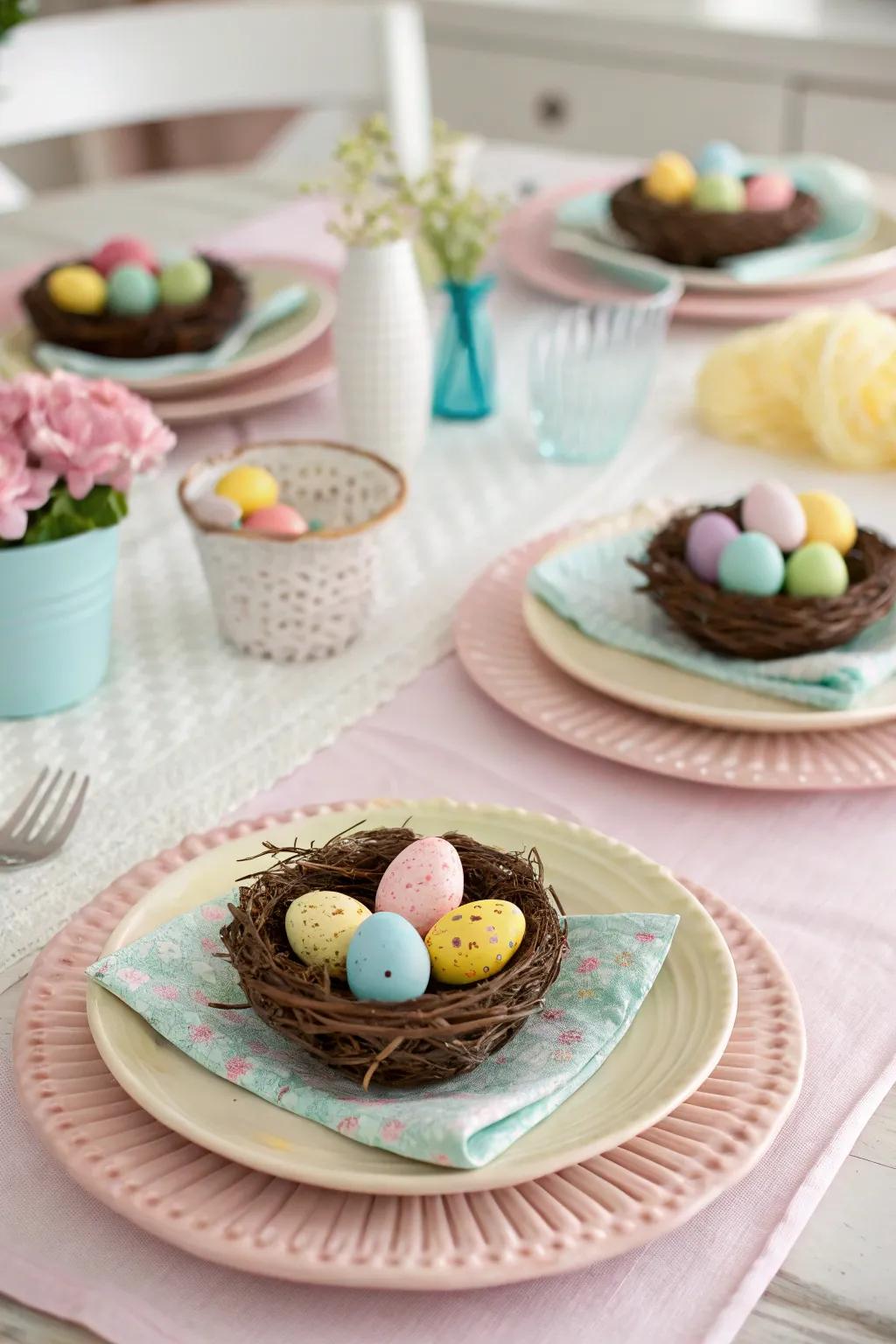 Scaled egg alcoves provide a country appeal to each seating spot.