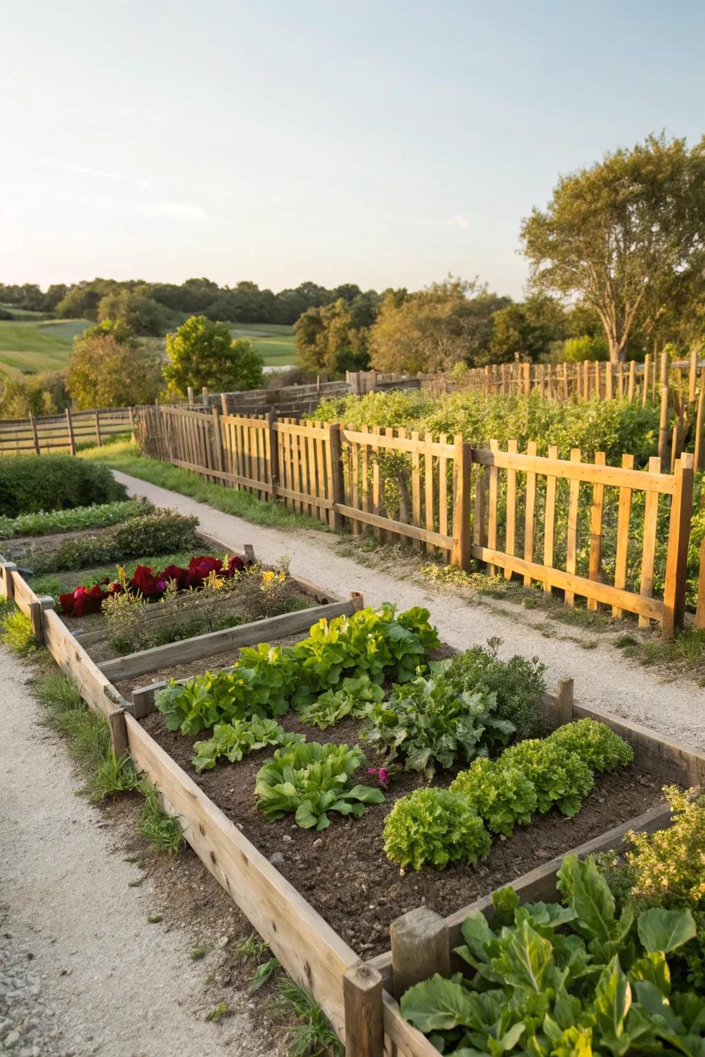 A practical veggie flower garden that unifies loveliness with functionality.