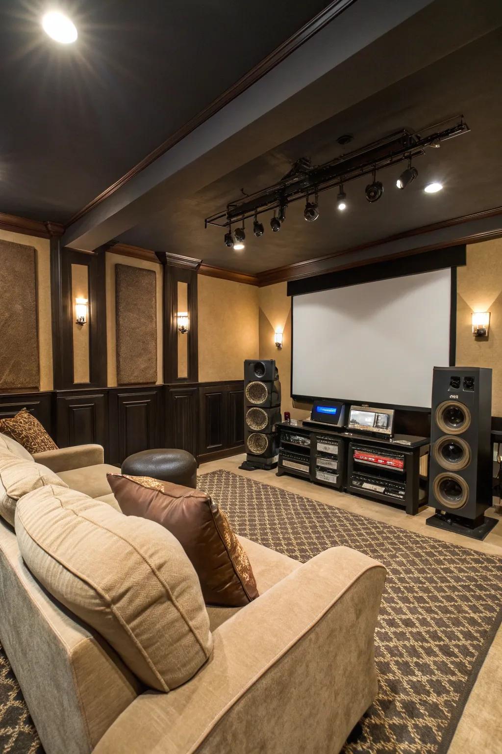 A surround sound system enhancing the movie-watching experience.