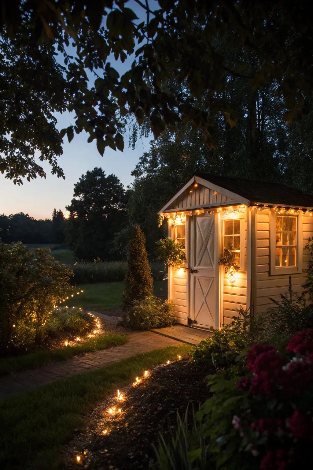 Ornamental illumination can reinvent your shed into a nighttime centerpiece.