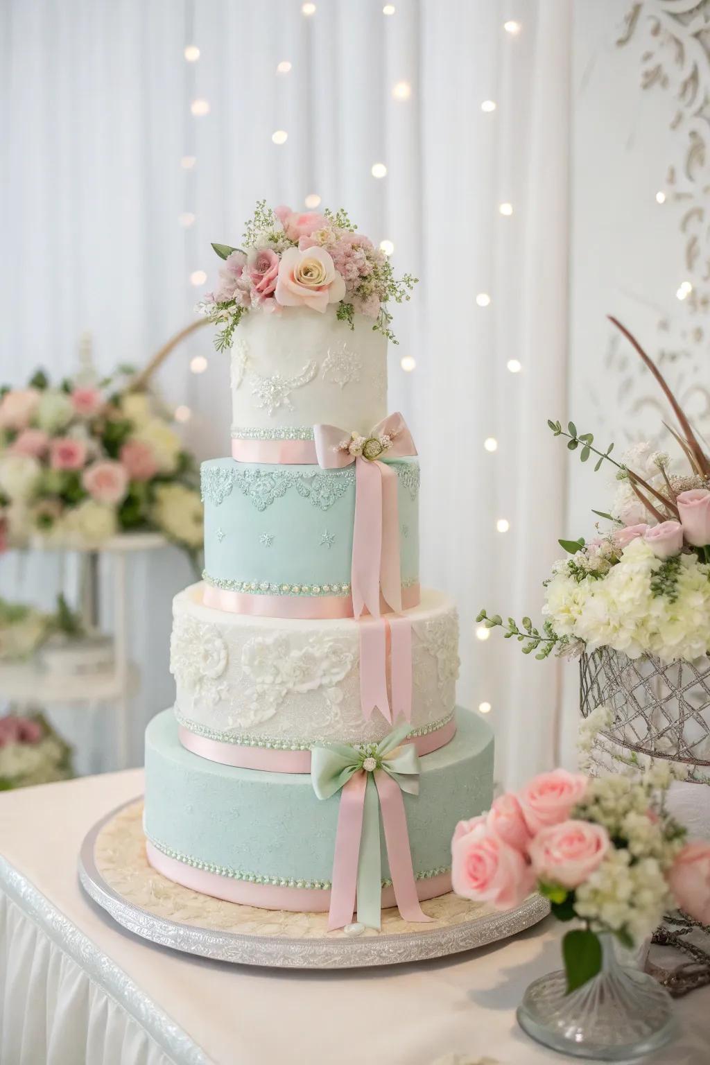 Understated elegance showcased in a pastel-colored cake.
