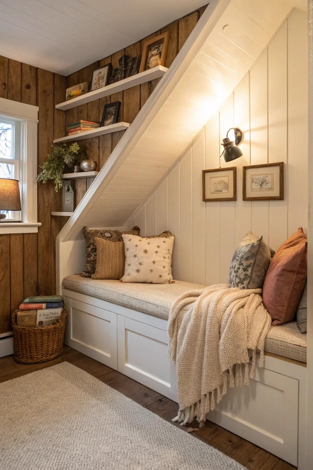 Multi-functional furniture offers seating and storage in one.