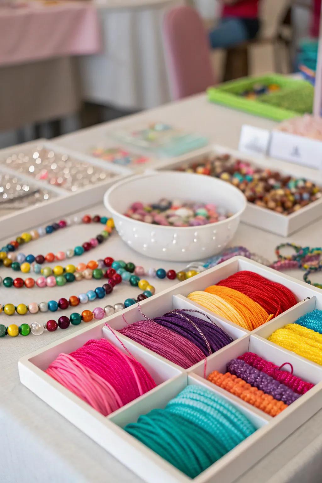 Express yourself creatively by crafting personalized friendship bracelets.