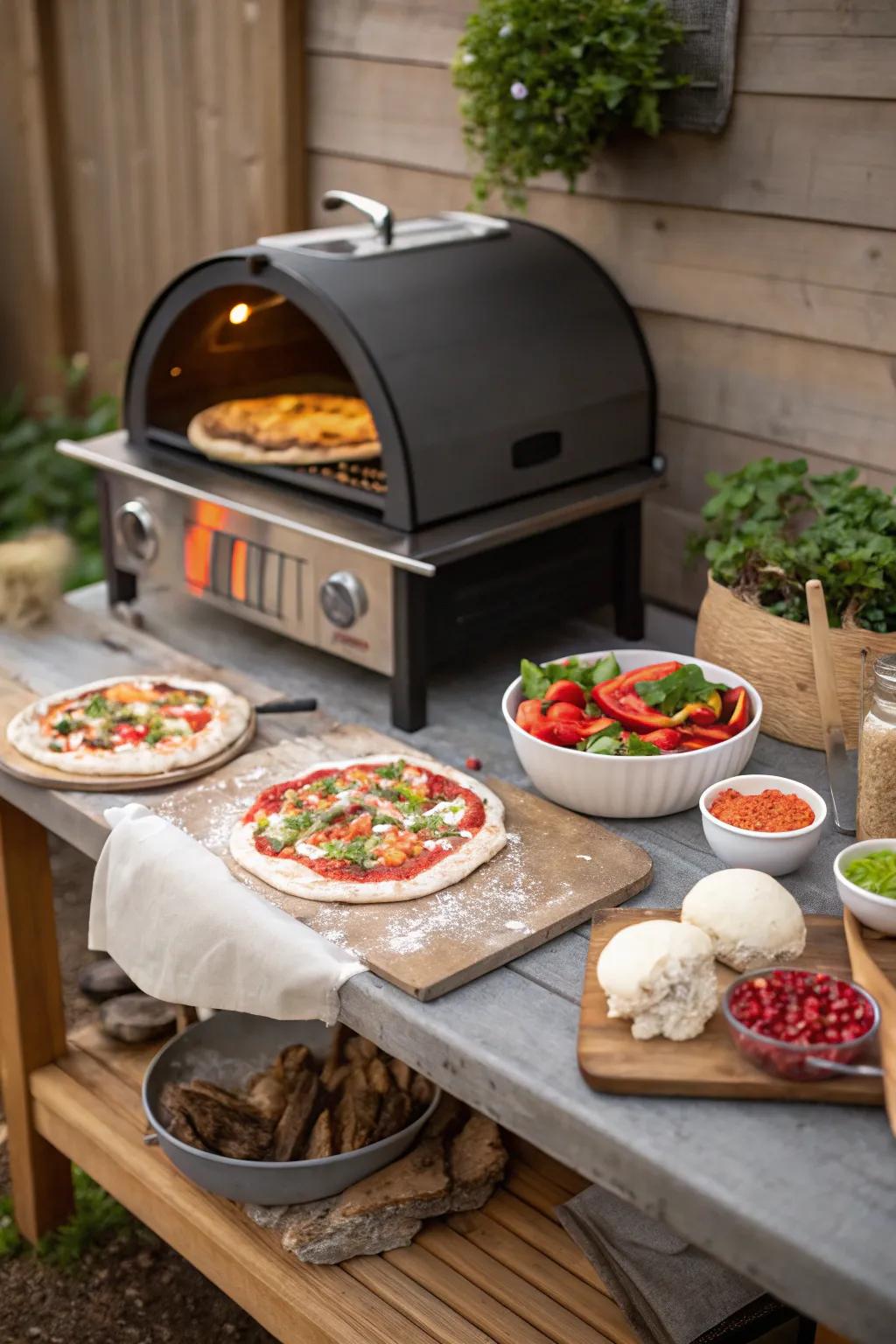 Make-your-own pizza hub featuring a variety of toppings