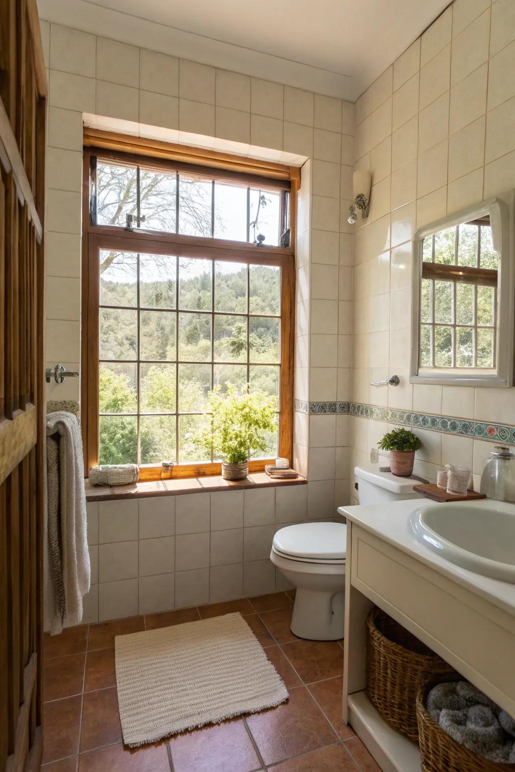 Natural light makes a small bathroom feel bigger and brighter.