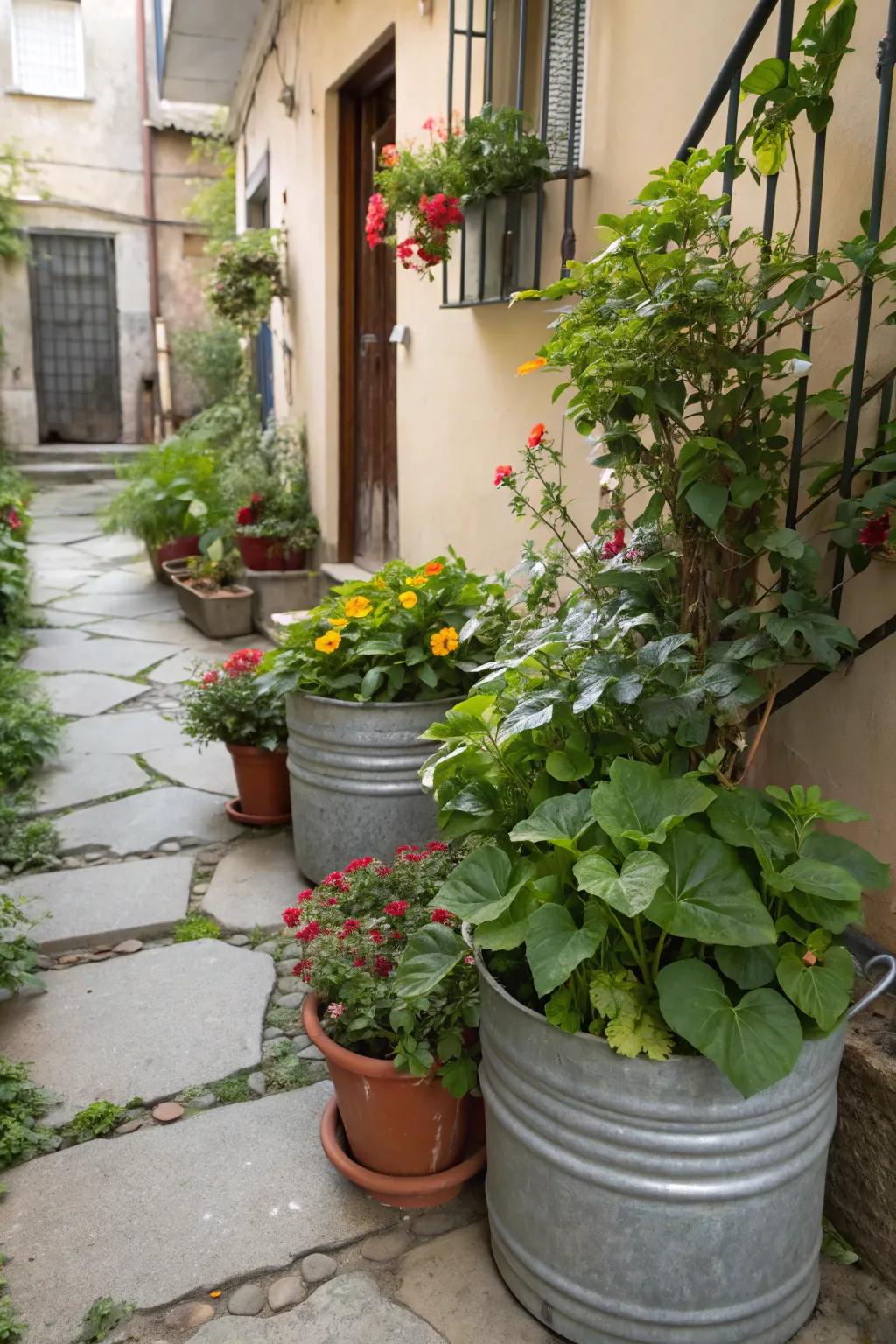 Reimagined containers serve as unique, economical planters.