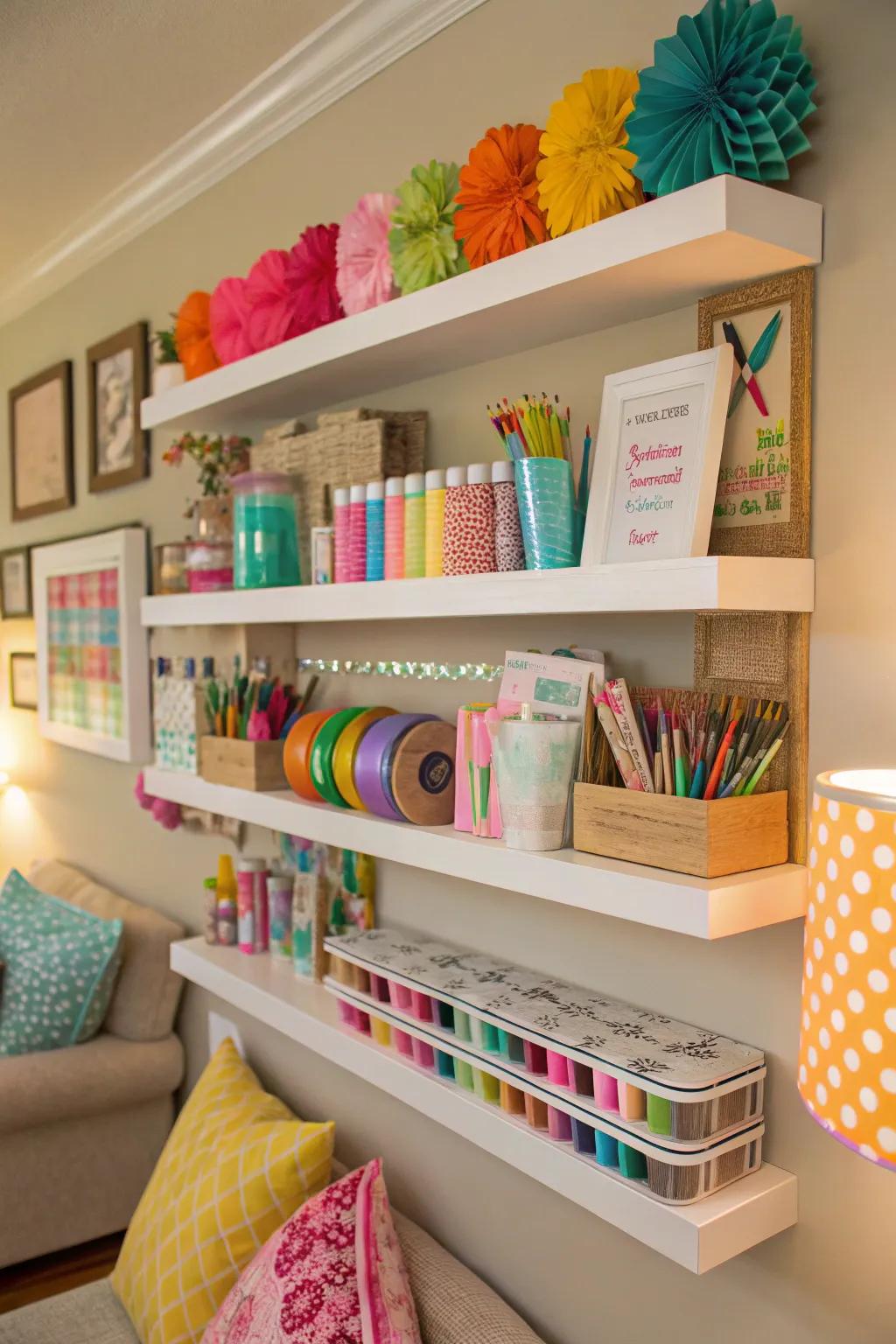 Wall mounts provide storage without occupying floor space.