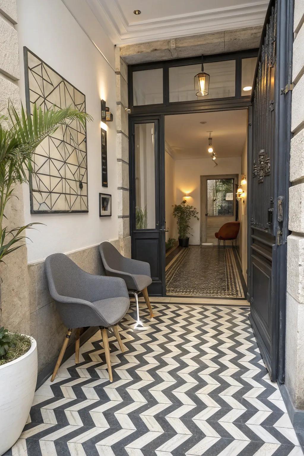 Dynamic Chevron Pattern Coverings for Visual Intrigue