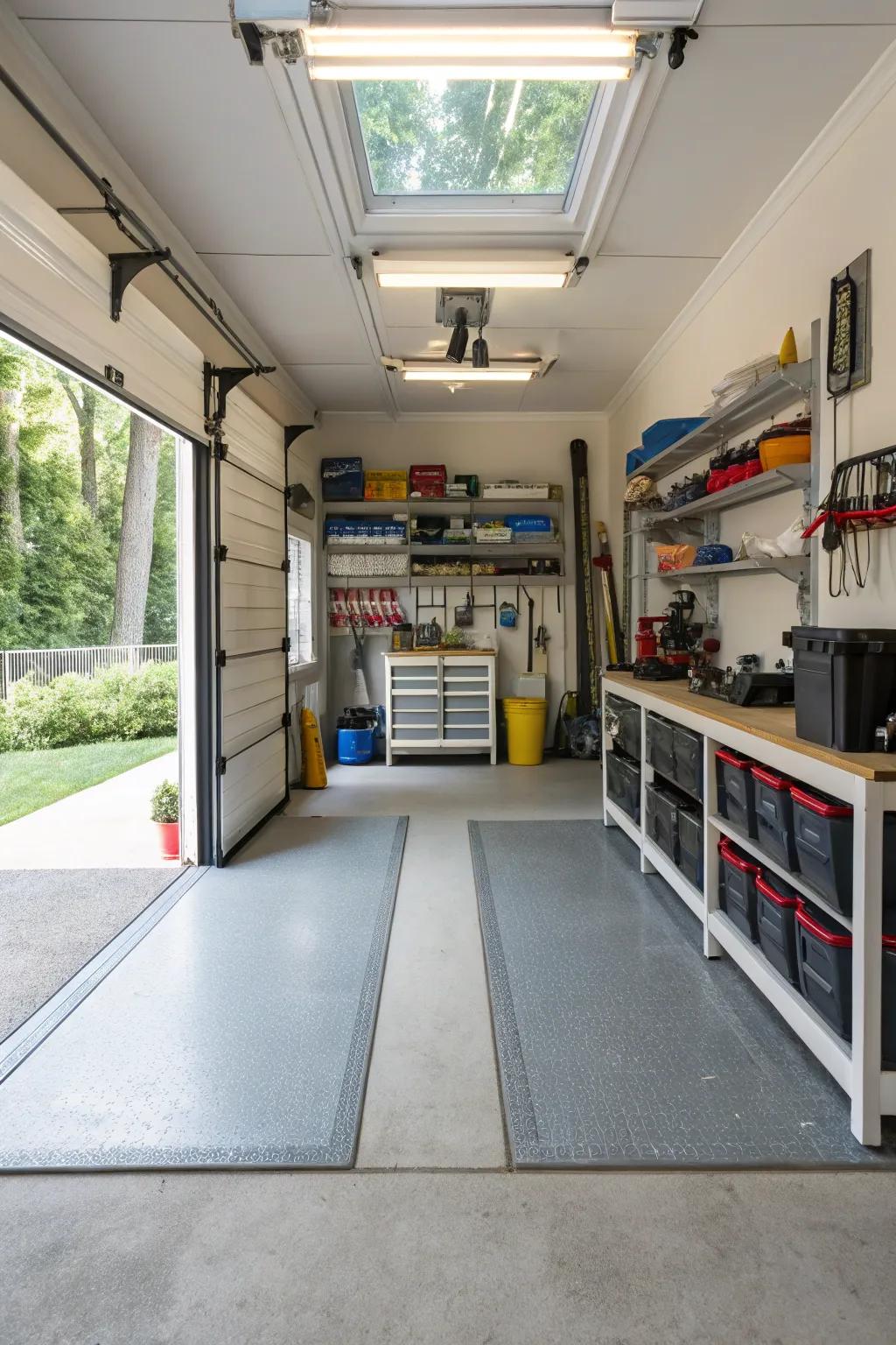 An efficient arrangement transforms a cramped garage into a smooth operation.
