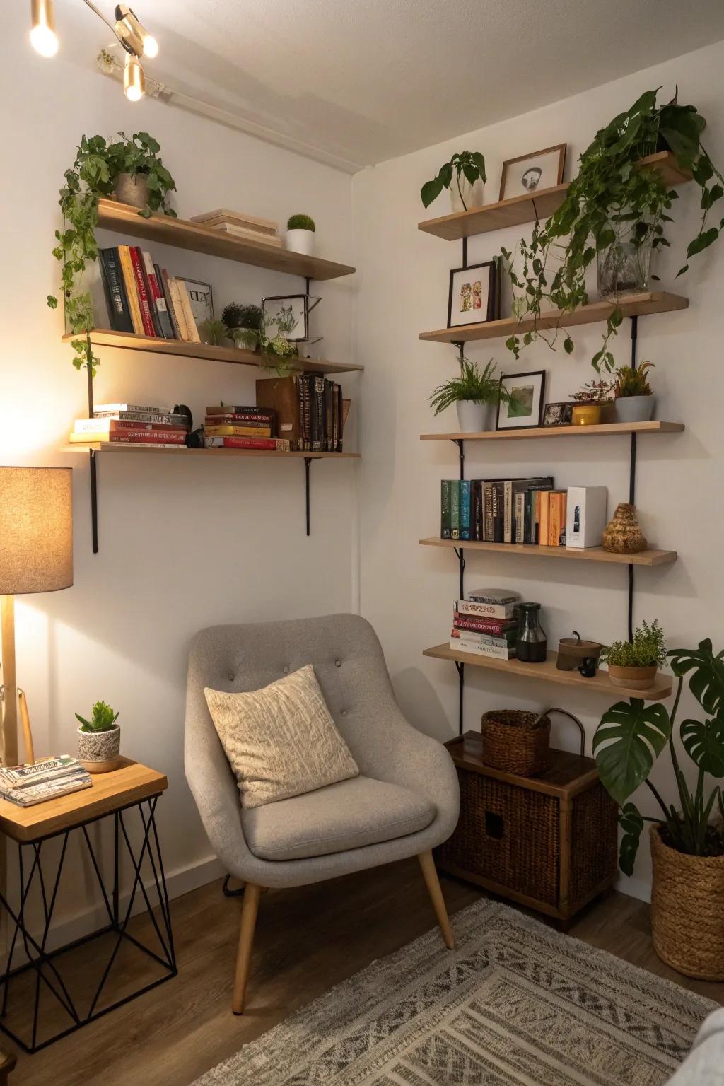 Vertical storage saves floor space.