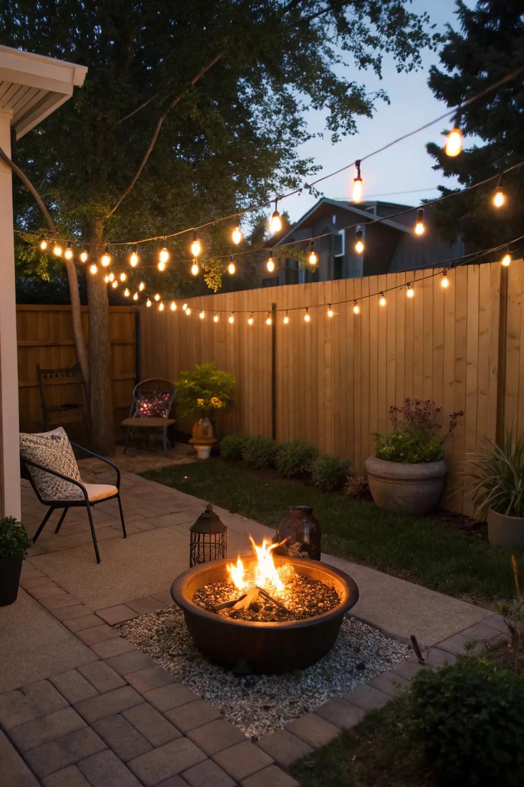 Fairy lights add an enchanting touch to your patio evenings.