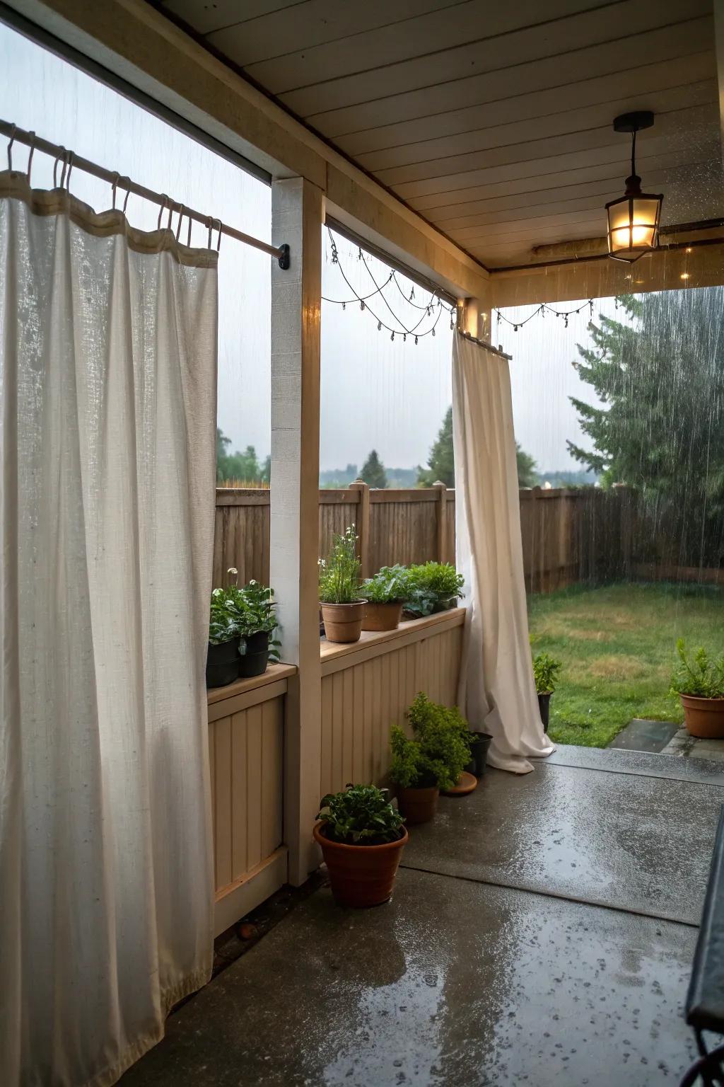 Weatherproof fabrics hold up beautifully against the elements.