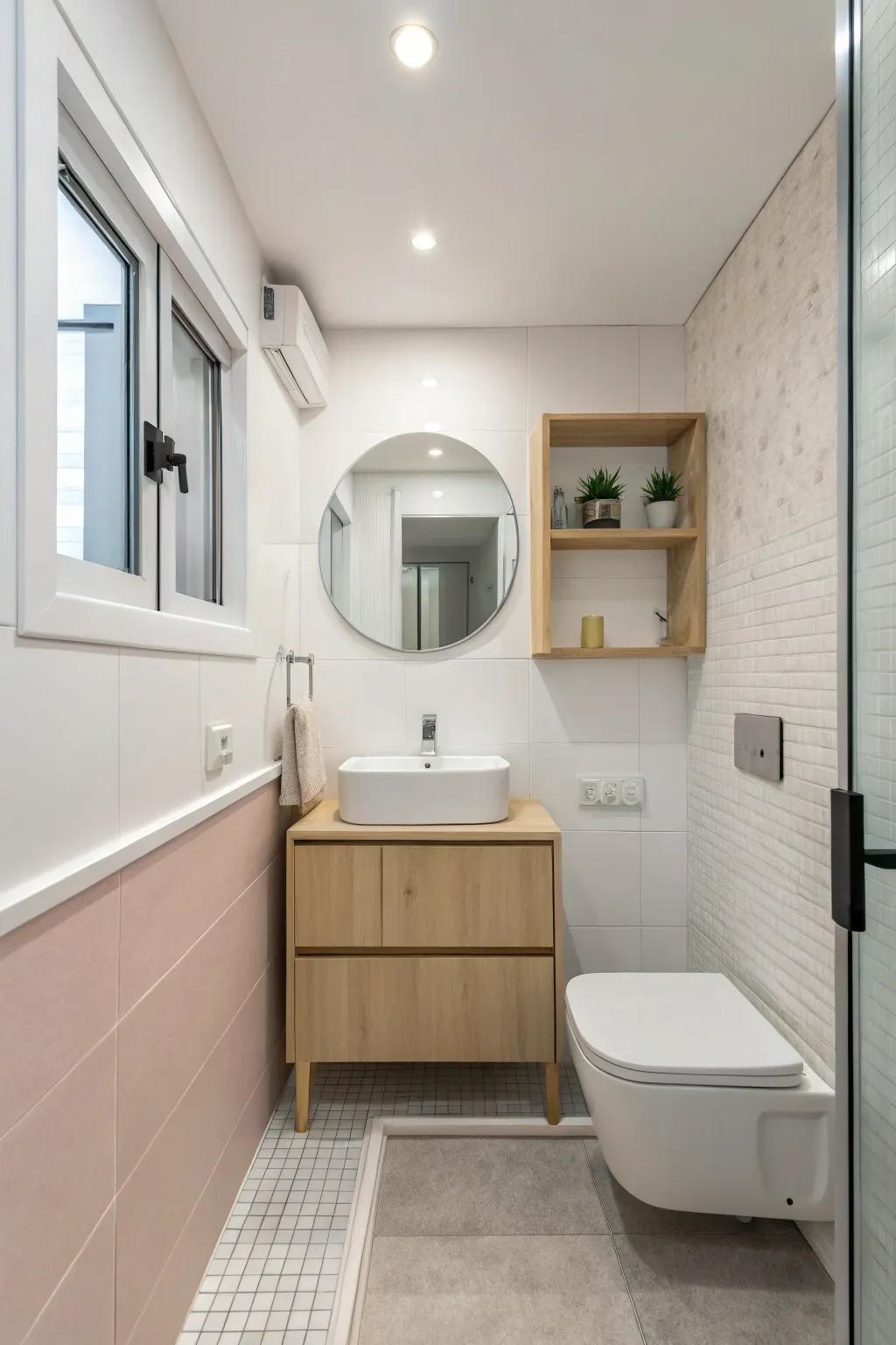 A pale color scheme visually enlarges the space.