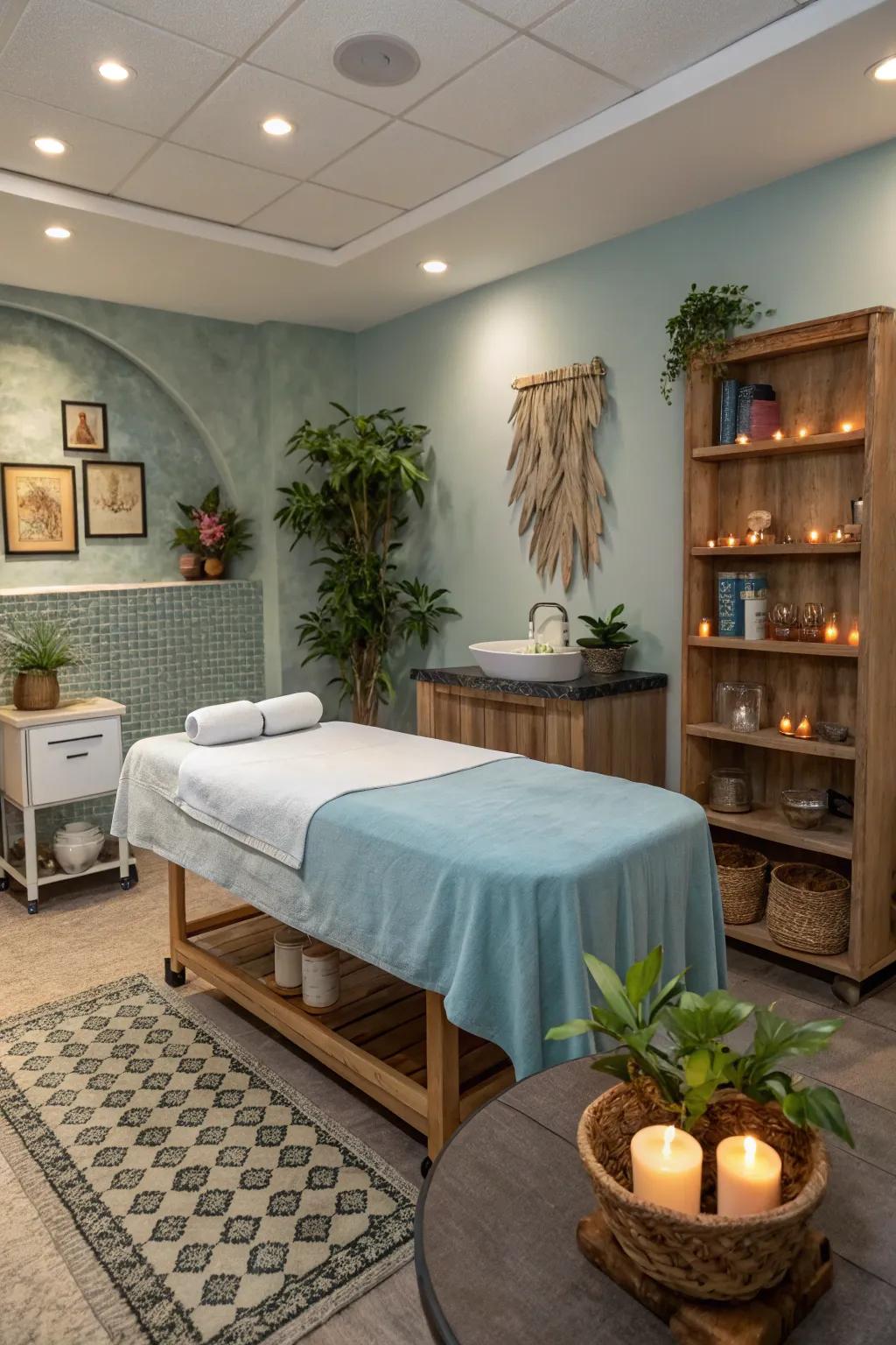 A designated area for individualized spa services.