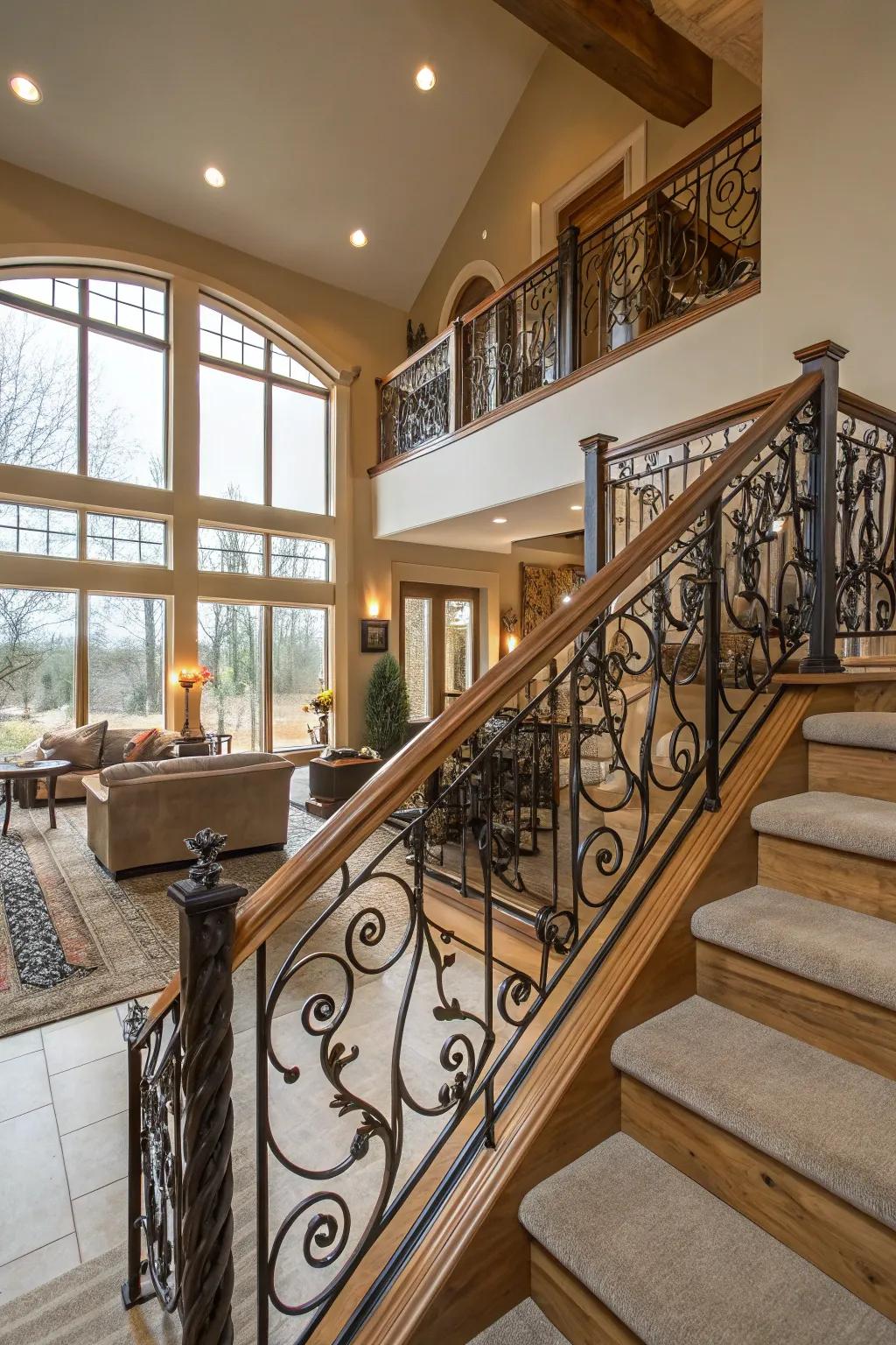 Tailored ironwork railings converting a split-level dwelling into an artistic masterpiece.
