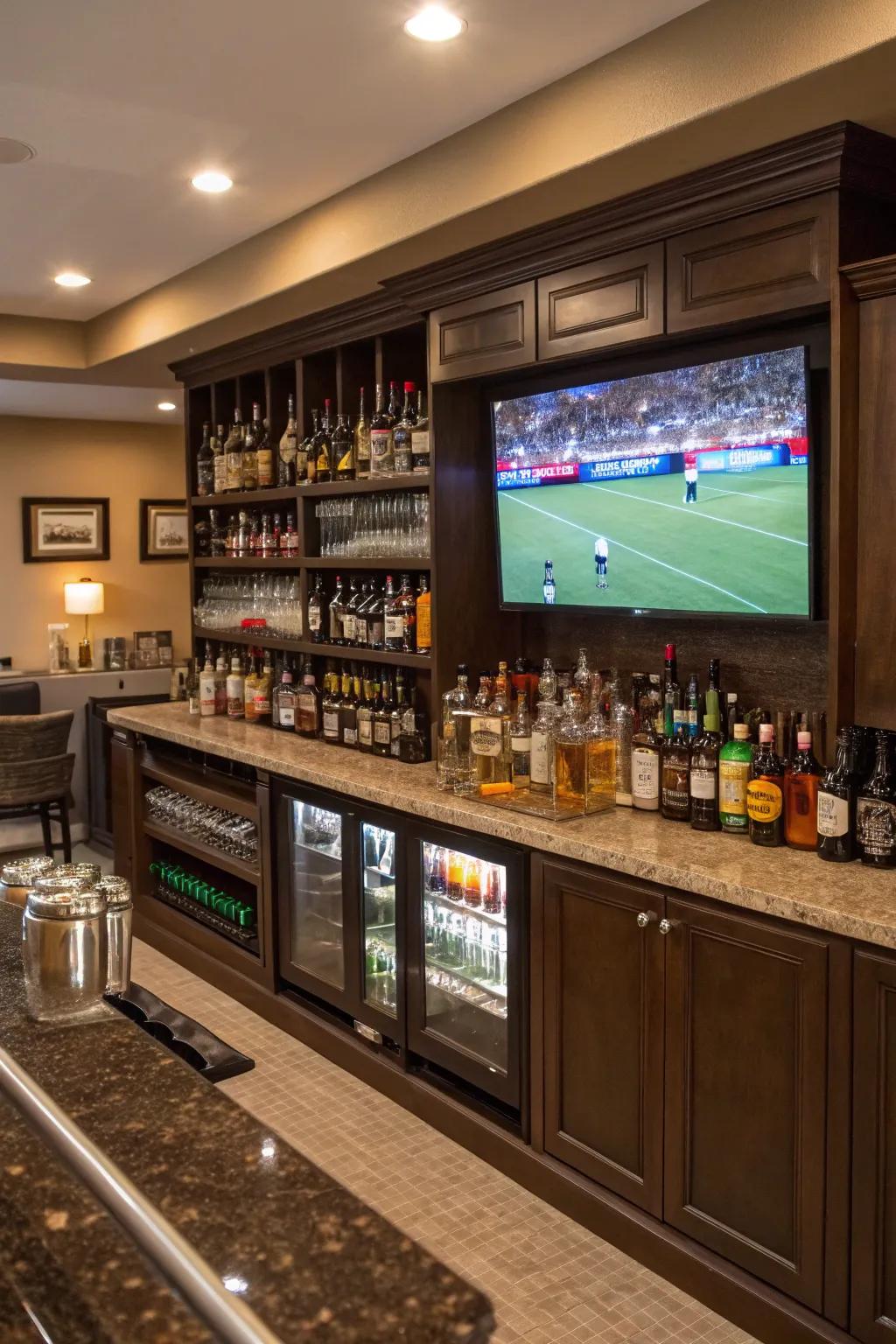 A well-stocked bar is vital to any great sports bar arrangement.