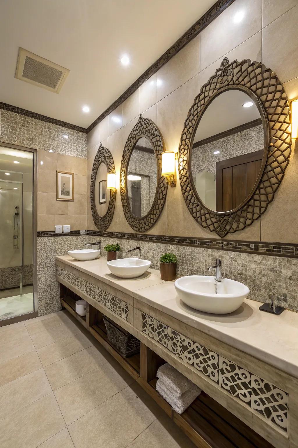 Mirrors that look amazing boost the style and usability of the staff bathroom.