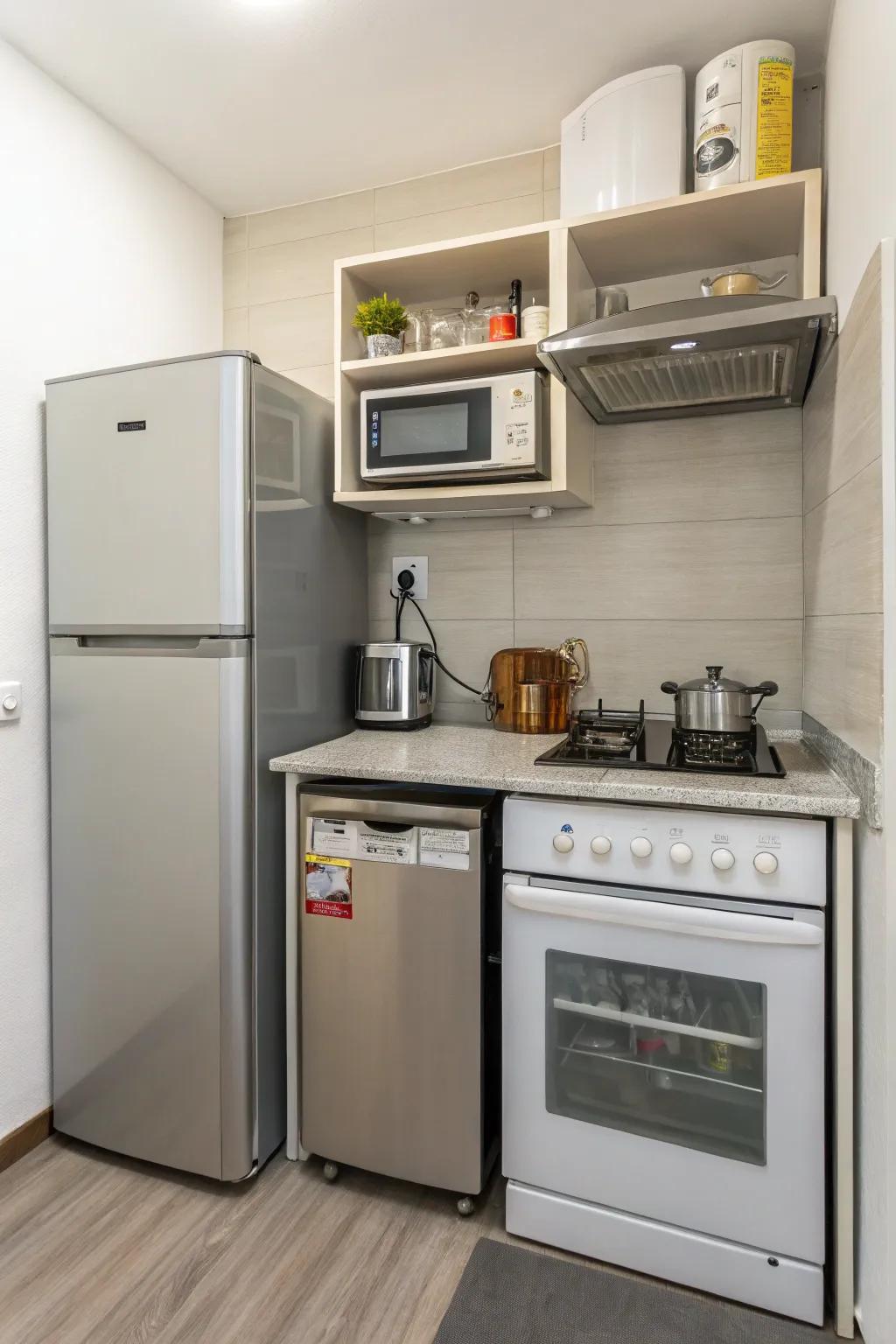 Small appliances help maintain an open and airy kitchen design.