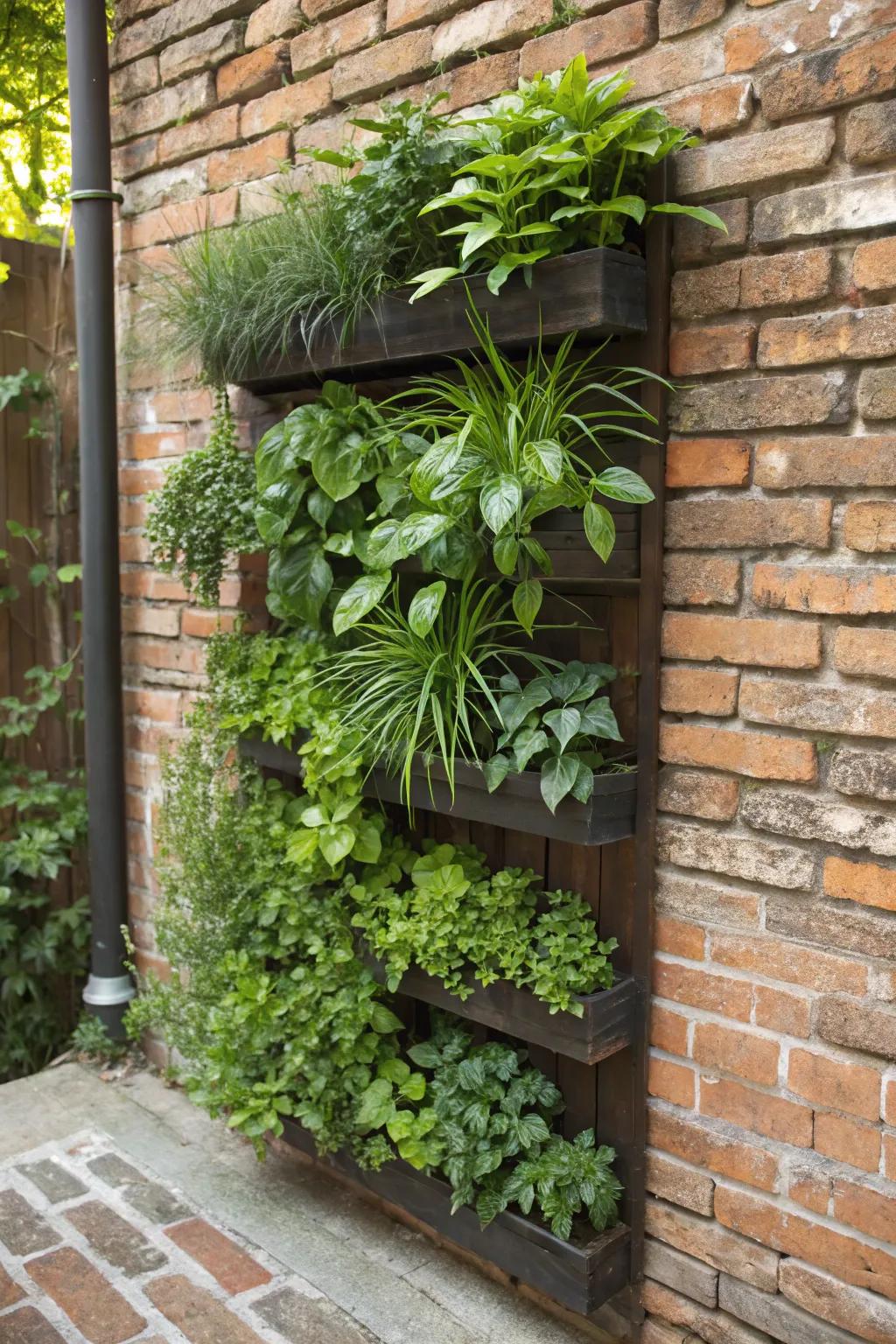 Perpendicular sanctuary container exhibiting verdant plants
