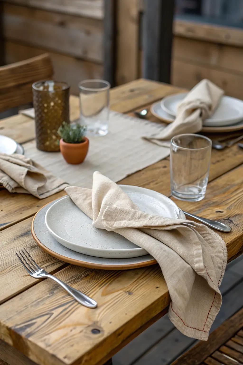 A carefree, chic setup with loose napkin placements.