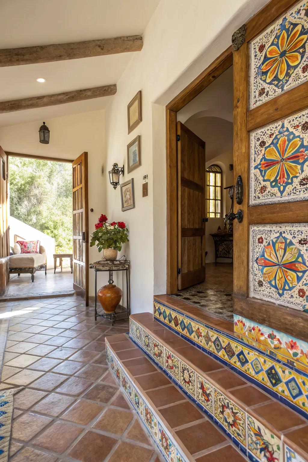 Leave a memorable first impression with a Majolica-tiled entryway.
