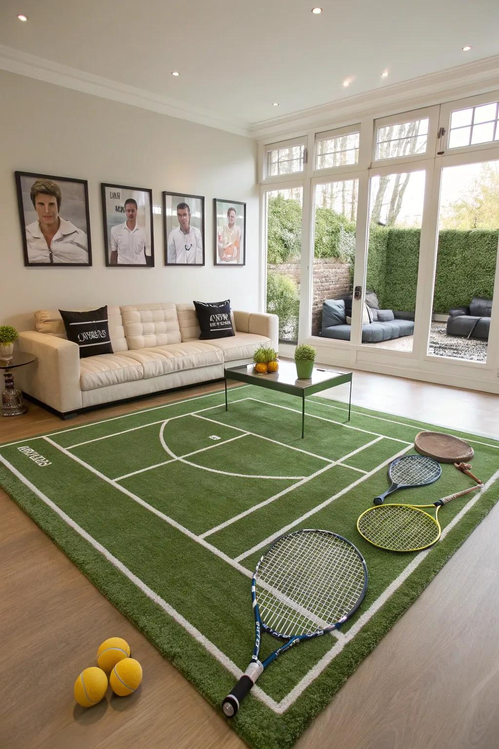 Step onto an athletic field rug for a spirited variation.