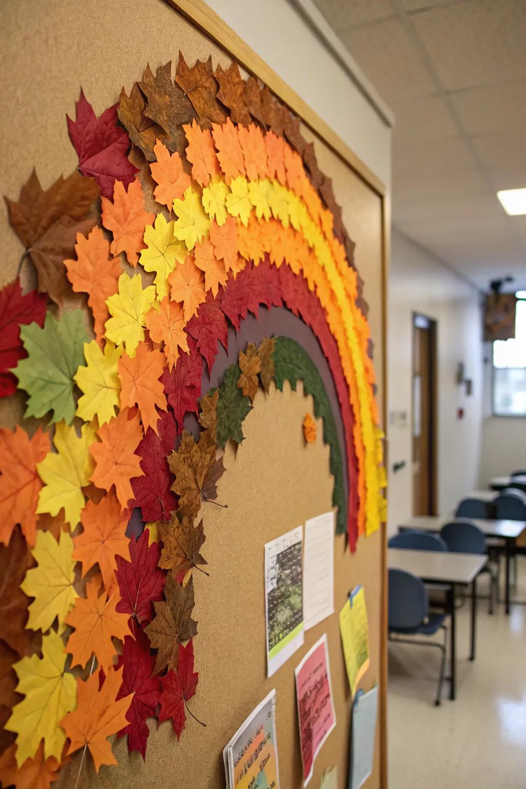A Fall Leaf Rainbow brightening the classroom.