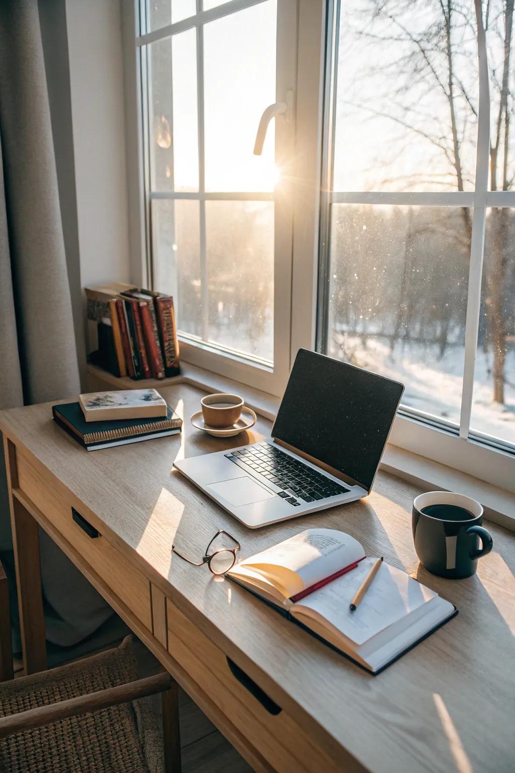Sunshine makes the workspace better and reduces eye strain.