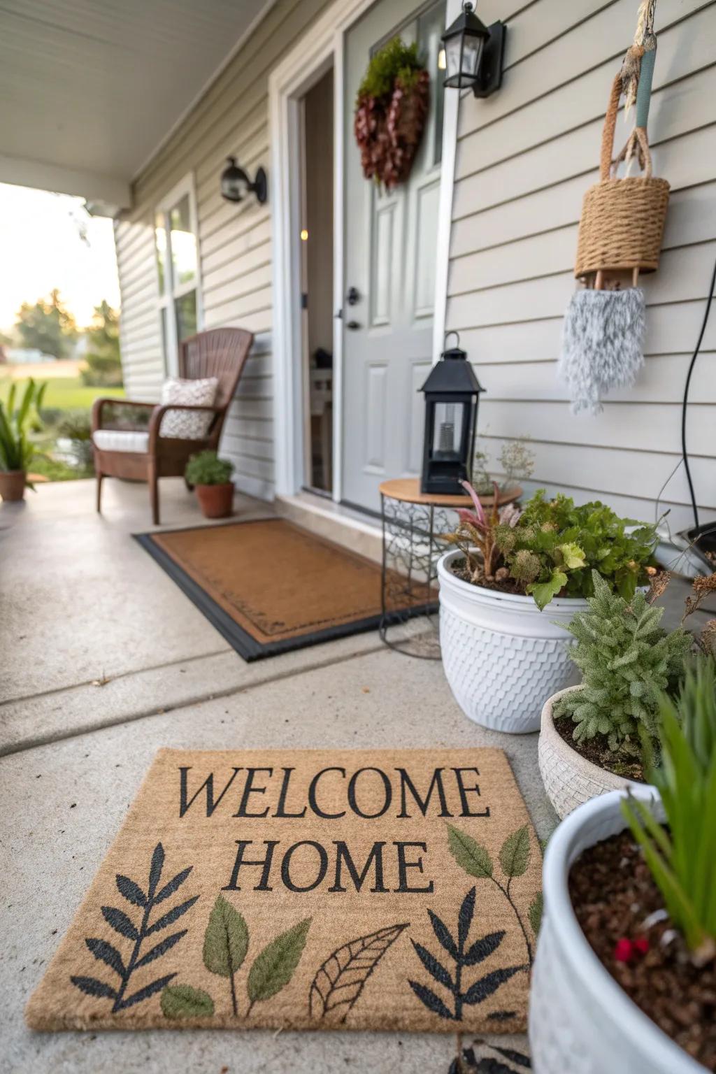 A heartfelt greeting with a personalized mat.