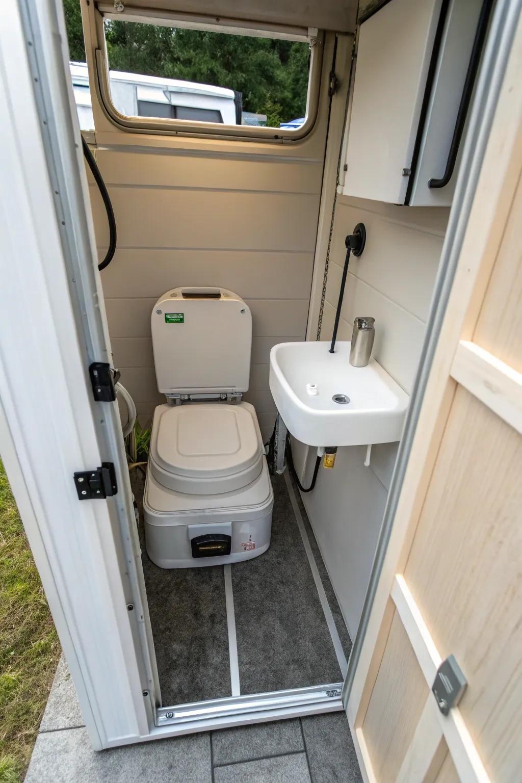 A cassette toilet is flexible for bathroom designs.