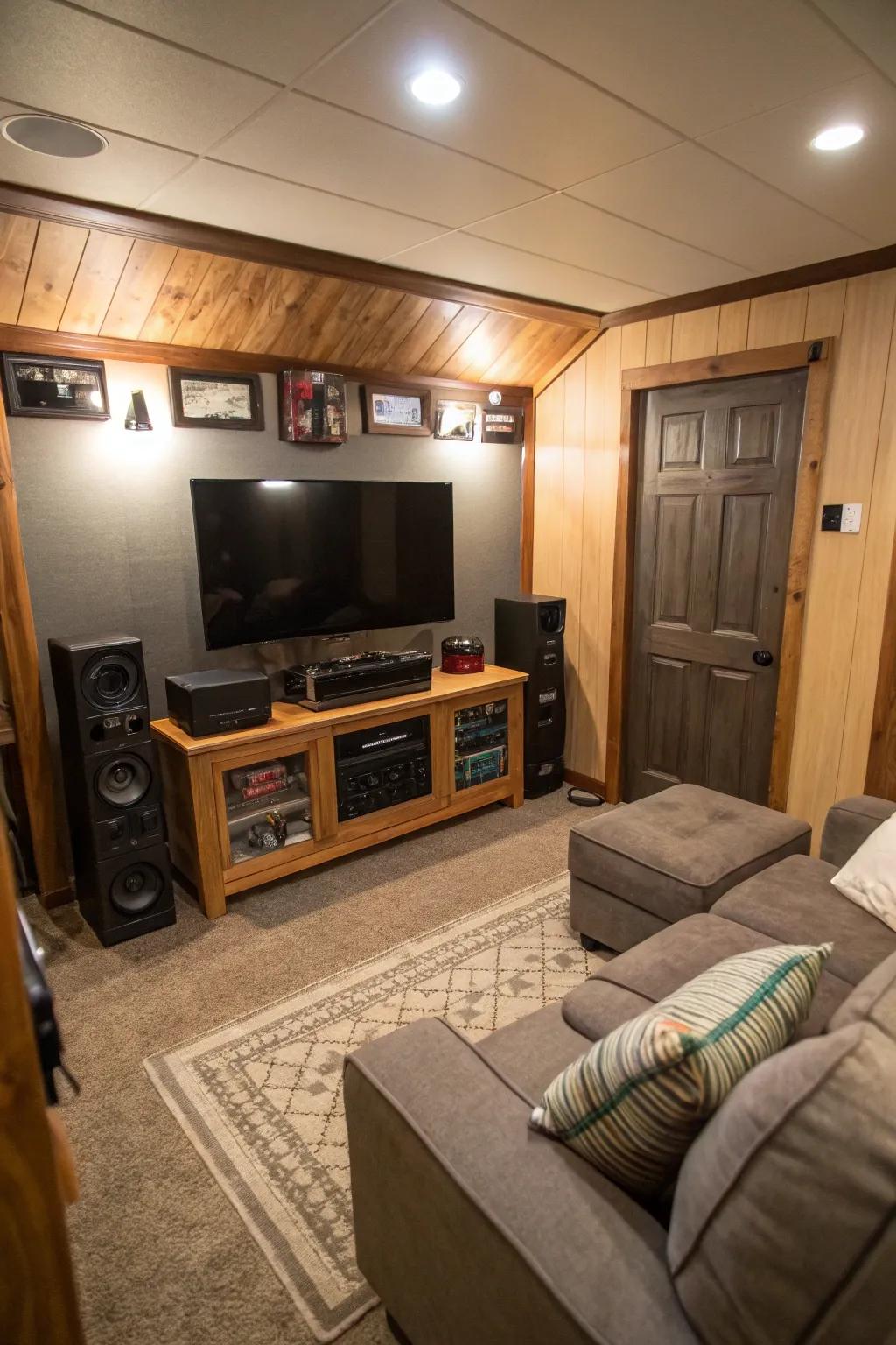 A compact entertainment system fits perfectly in a small personal haven.