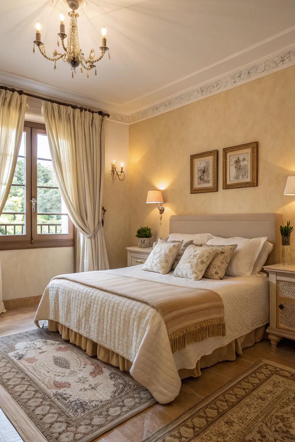 Gentle, understated hues establish a calming atmosphere.