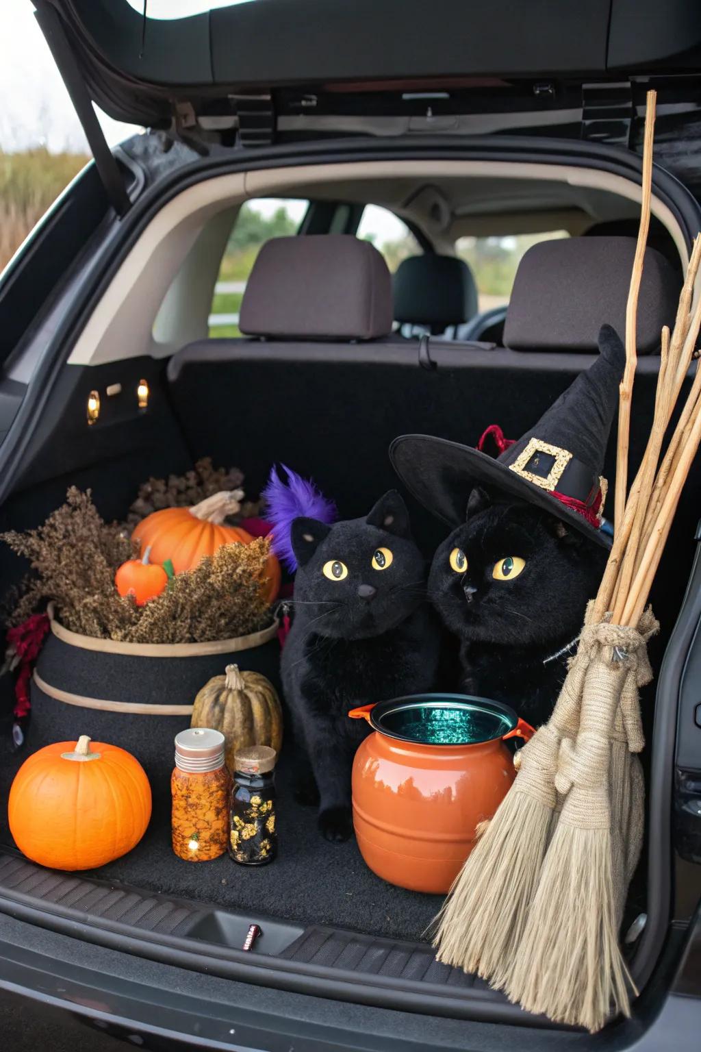 Onyx felines are the ultimate spooky companions for your trunk.