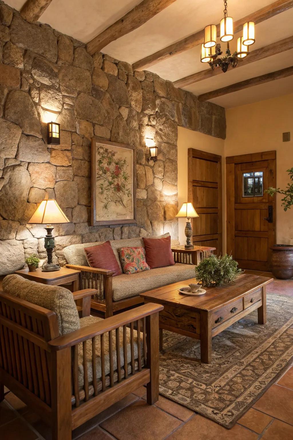 Toasty lighting shows off earthy colors in a great way.