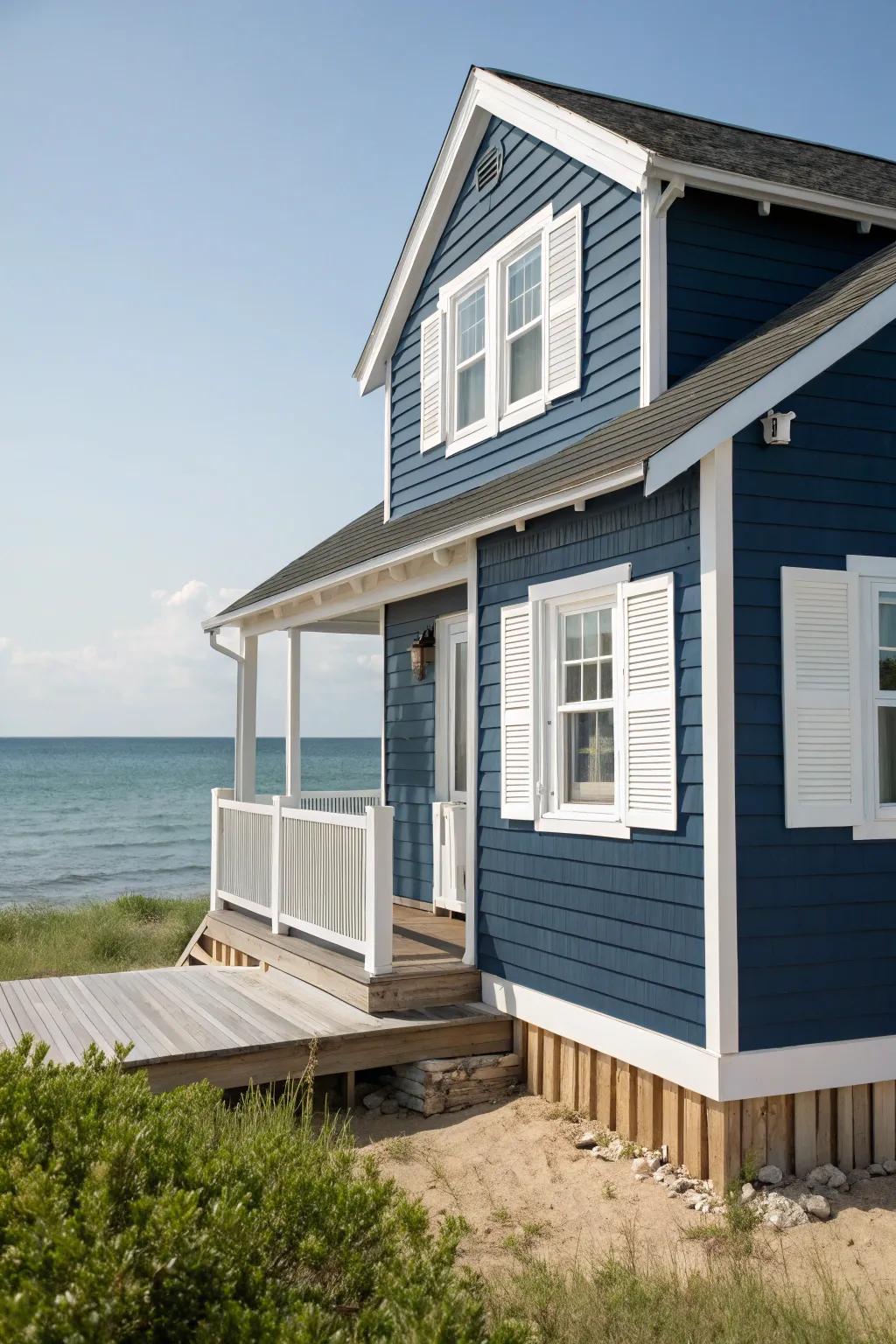 Coastal navy and white offer a classic seaside vibe.