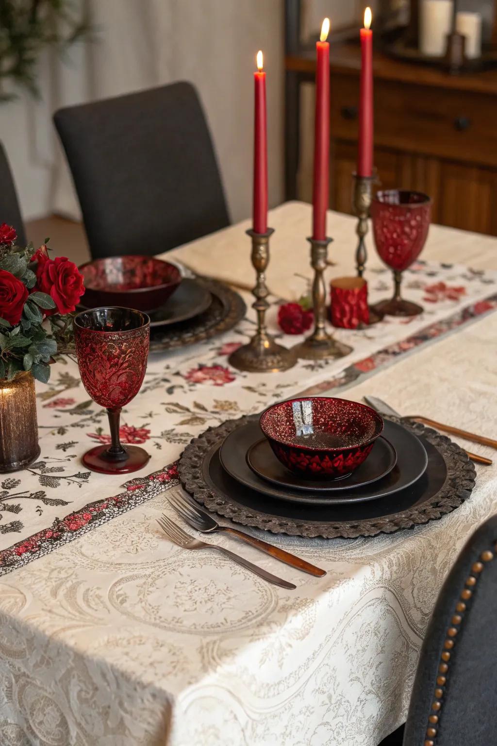 Settings evocative of the Victorian era elevate your vampire dining encounter.
