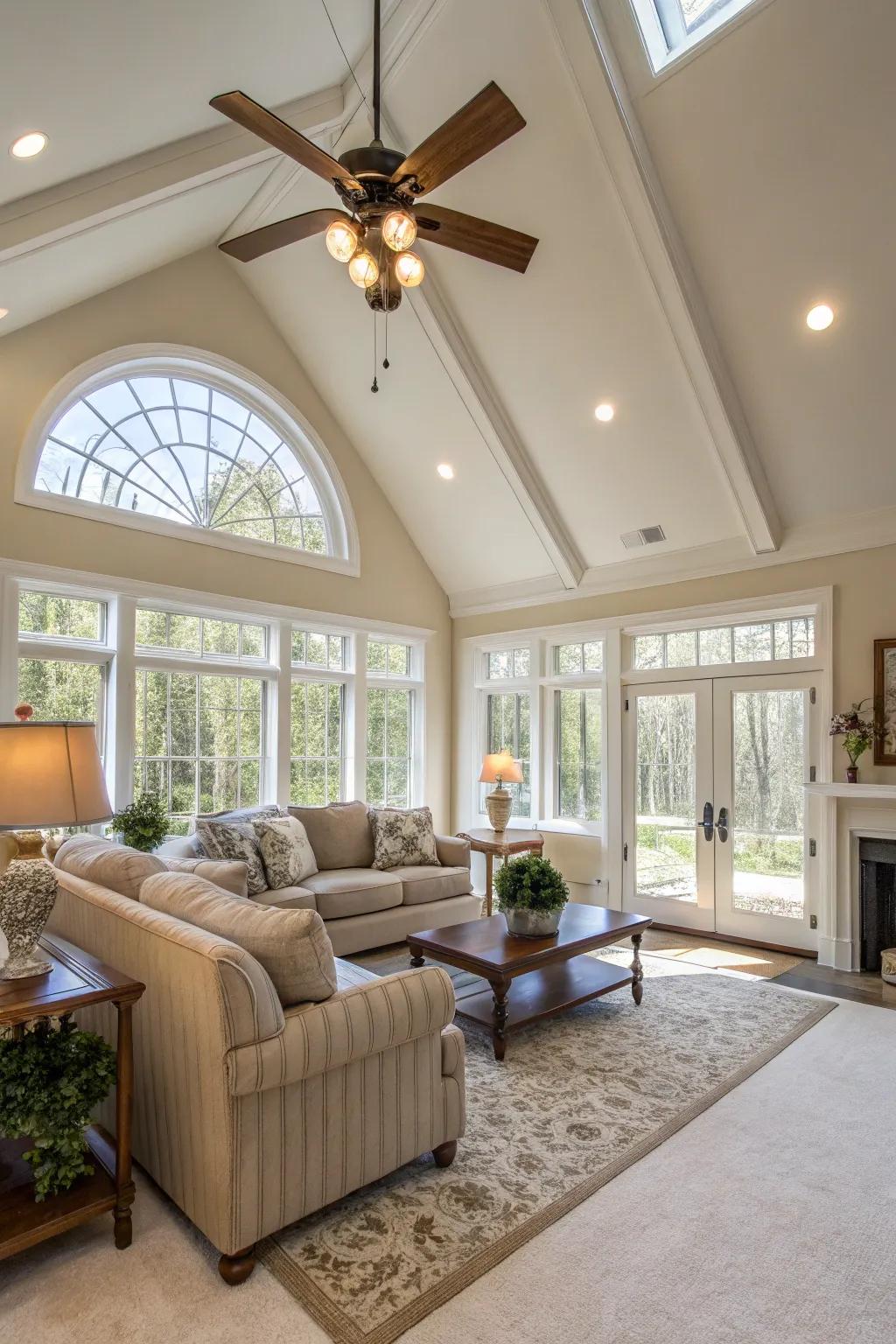 Ceiling fans equipped with lights are practical and stylish.