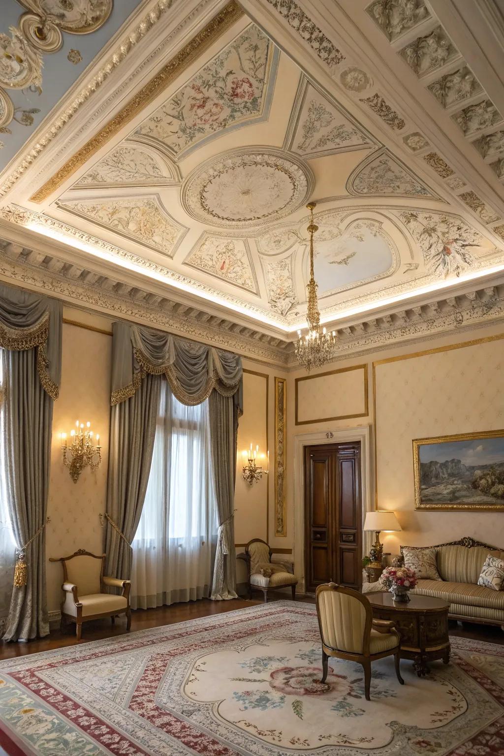 A decorative ceiling that enhances beauty and visual appeal.