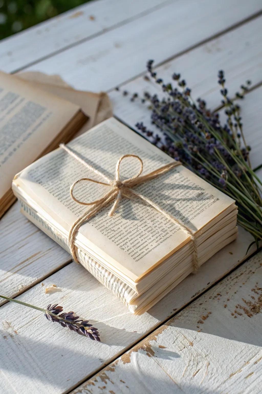 Cover your presents in tales of old; a fictional touch with classic book pages.