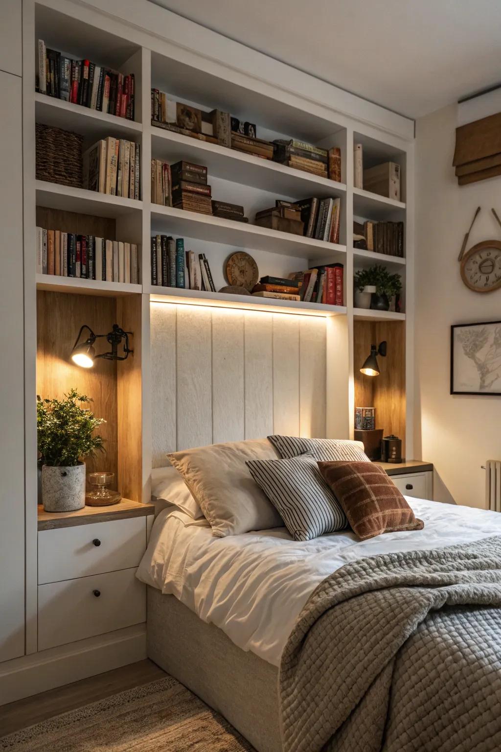 Factory shelves provide a blend of design and utility.