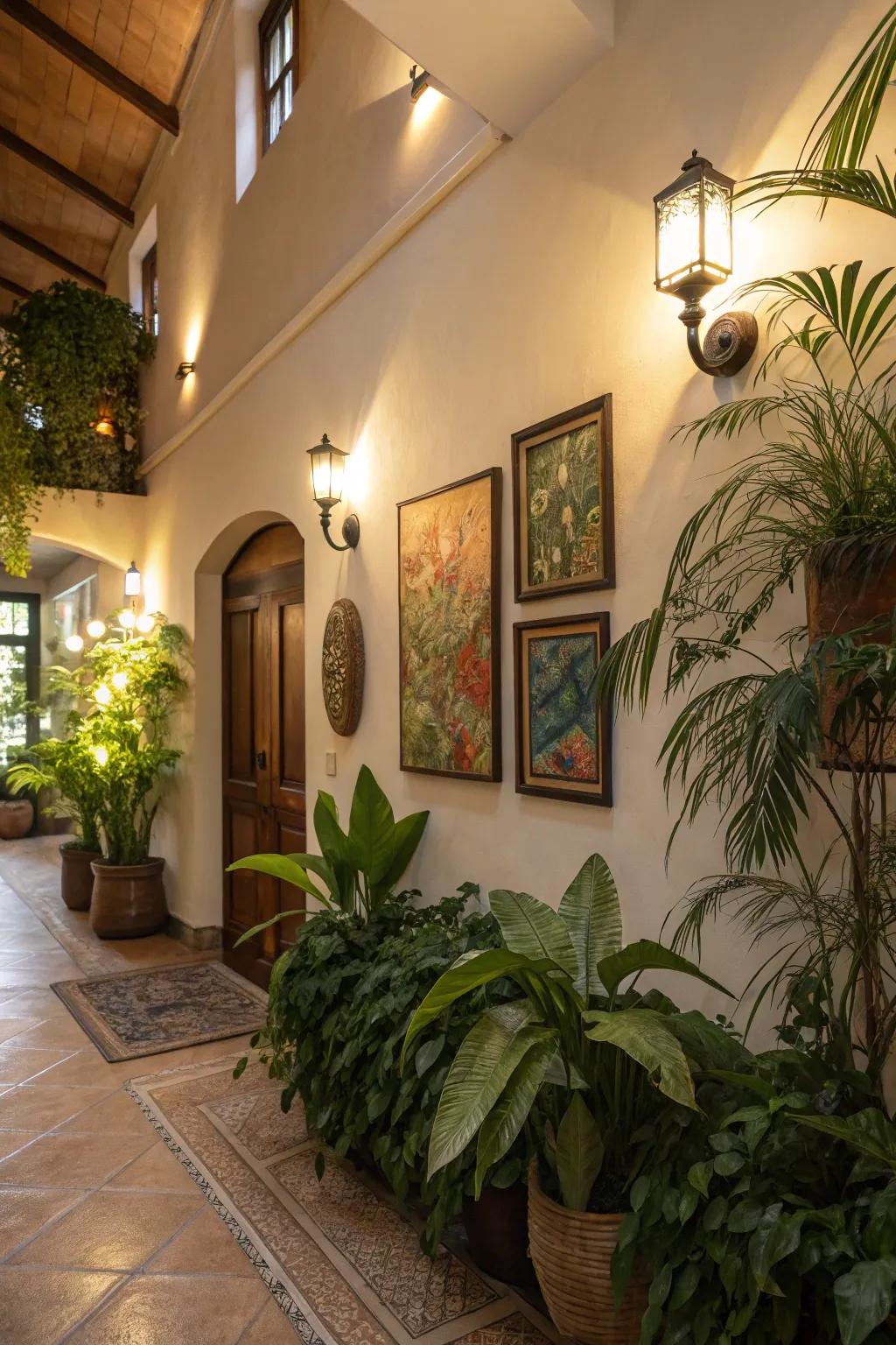 Realize sophistication with wall lights and decor.