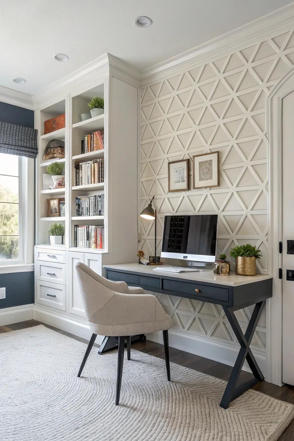 Make a bold impression using a geometric accent wall.