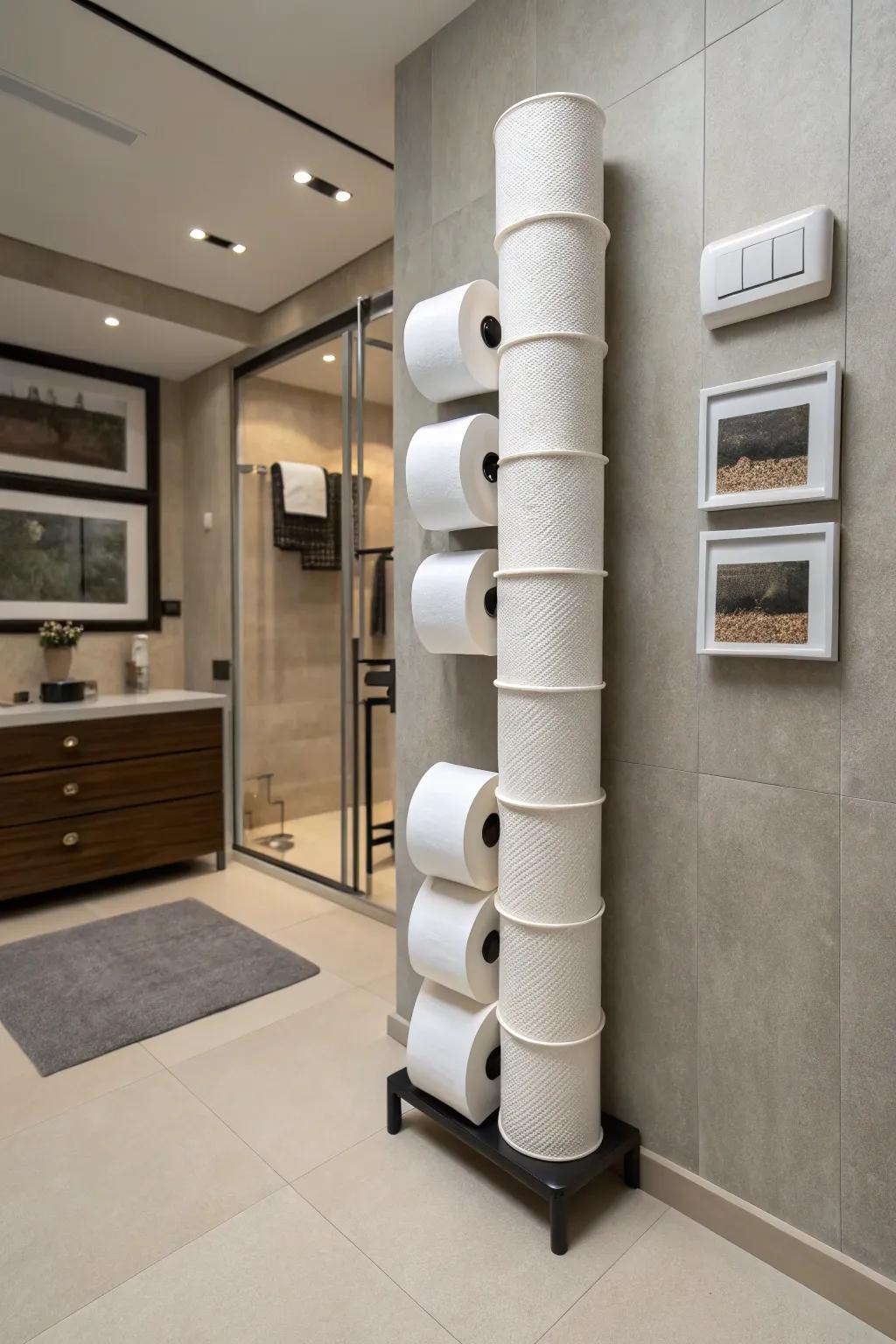 Modernize your space with geometric toilet paper holders.