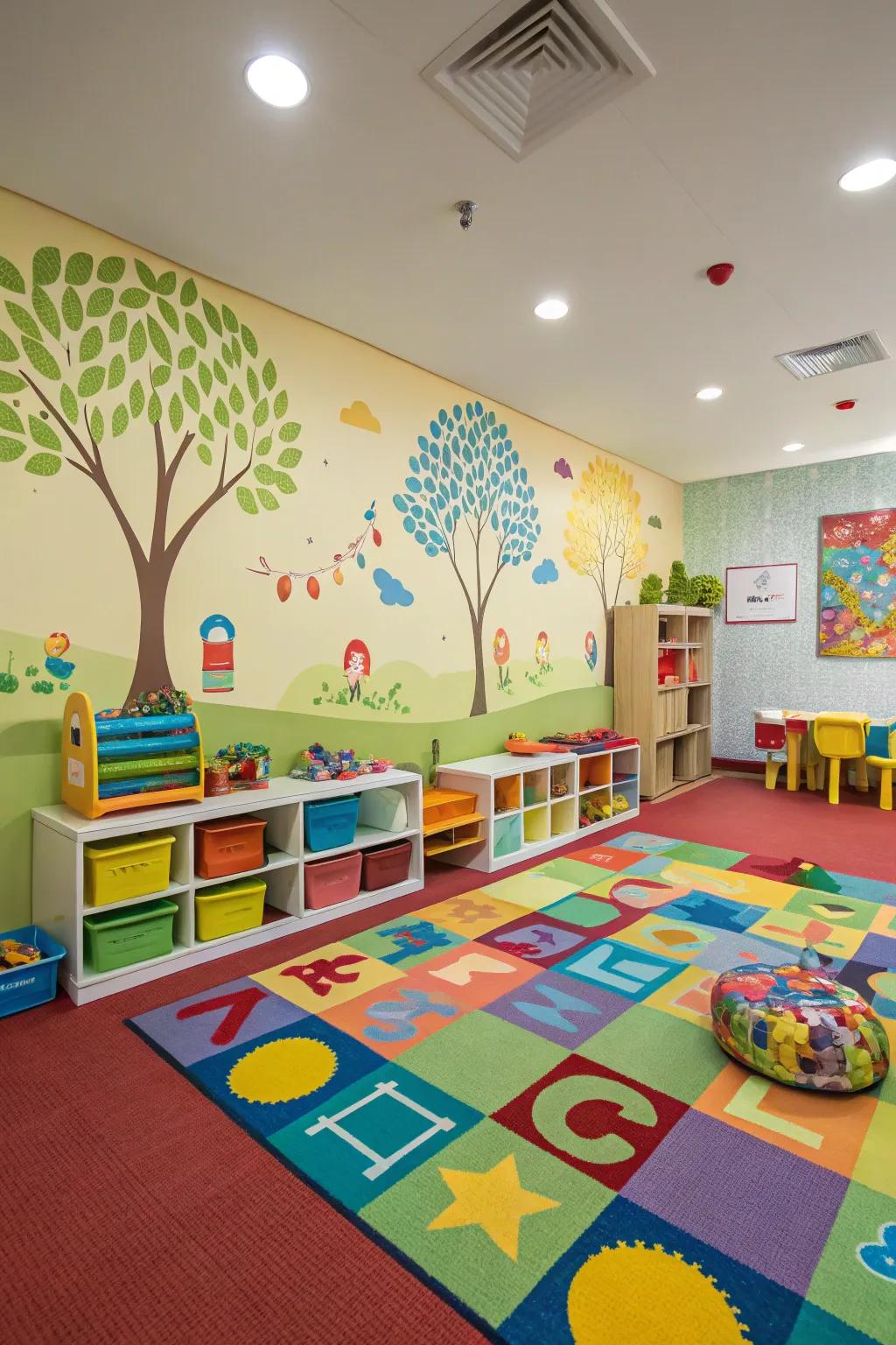 Radiant carpets foster a cheerful and inviting environment for children.