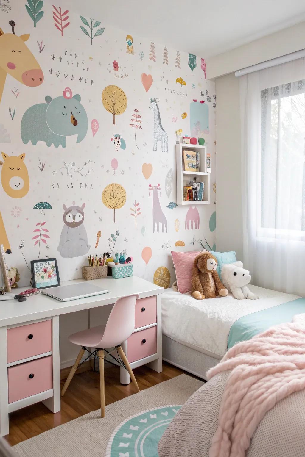 Animal motifs inject a playful and enjoyable touch into a girl's room.